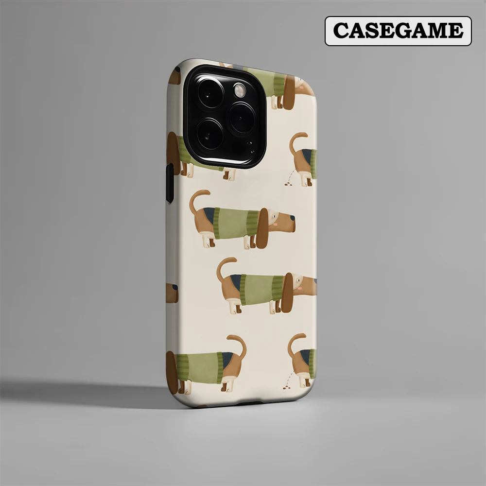 

Niche Whimsical Dachshund in Sweater Phone Case for iPhone 17 16 15 14 13 12 11 Pro Max Air Plus Luxury Double-layer Back Cover
