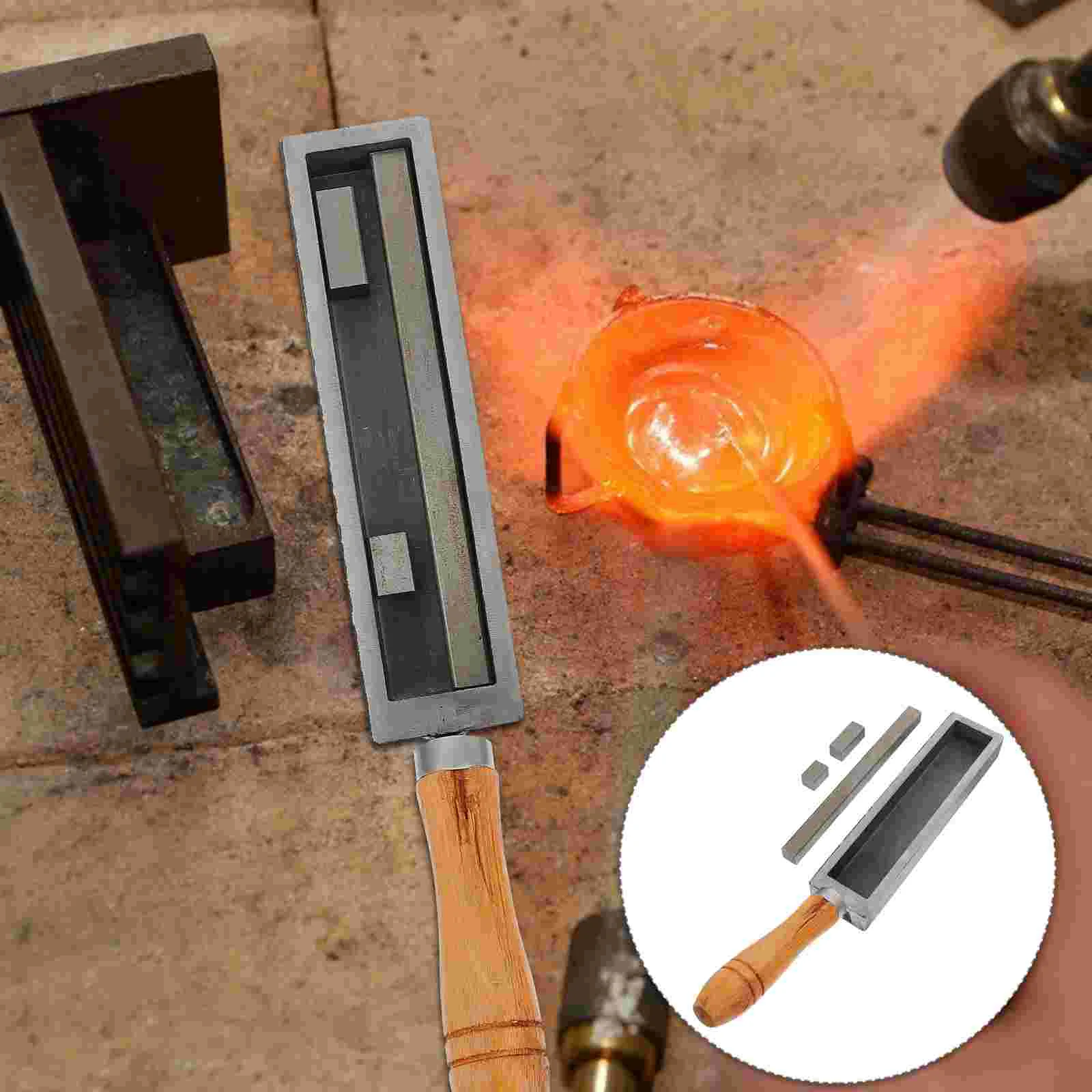 

Wooden Handle Iron Tank Oil Premium Materials Mold Silver Melting Mould Metal Extraction Tool Gold Refining Alloy Steel for