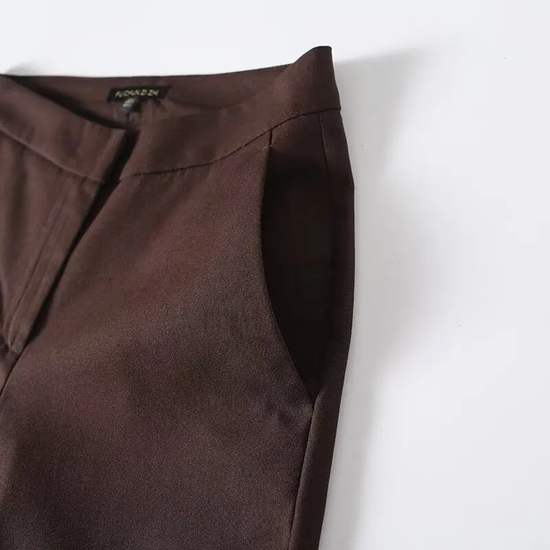 YENKYE 2026 New Minimalist Solid Straight Pants Women High Waist Office Business Casual Trousers