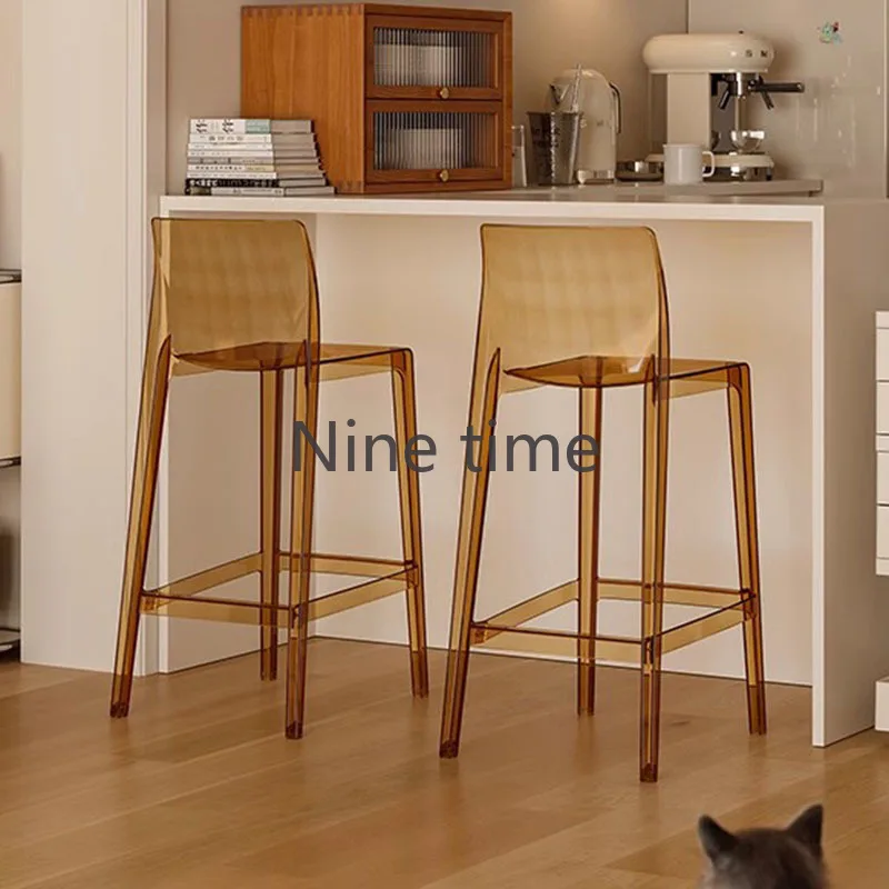 

Modern Acrylic Dining Office Bar Chair High Cafe Library Transparent Bar Chairs Accent Magazine Taburetes Altos Cocina Furniture