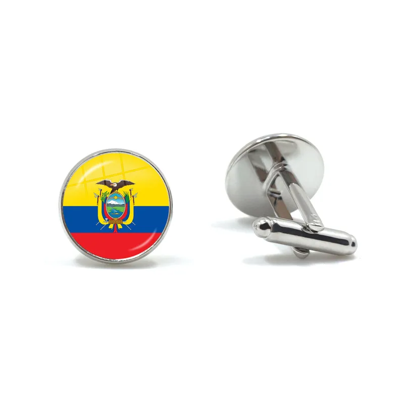 The Commonwealth of Dominica,Saint Lucia,Saint Vincent and the Grenadines,Barbados,Grenada,Ecuador National Flag Glass Cufflinks
