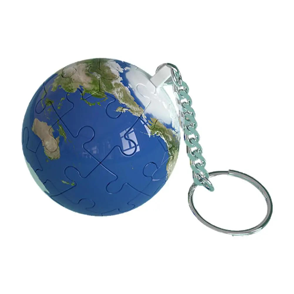 3D Three-dimensional Spherical Puzzle Ball-shaped Football Keychain Toy Pendant Basketball Blocks Earth Building Creative G D0B3