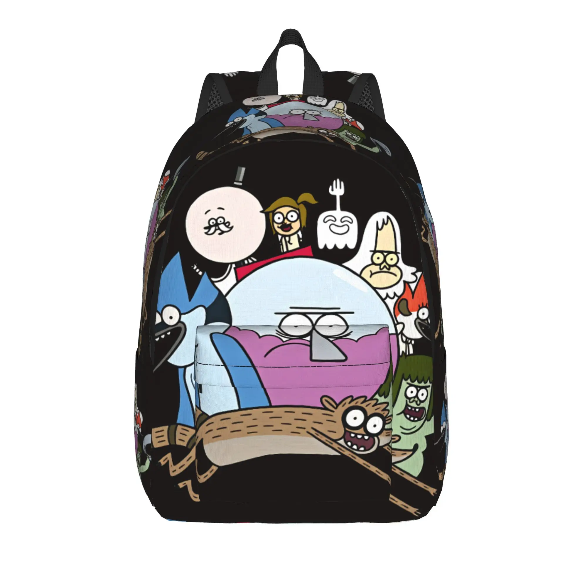 Mordecai And Rigby Regular Show Cartoon Characters Backpack  Camping Backpacks Boy Kawaii High School Bags Colorful Rucksack