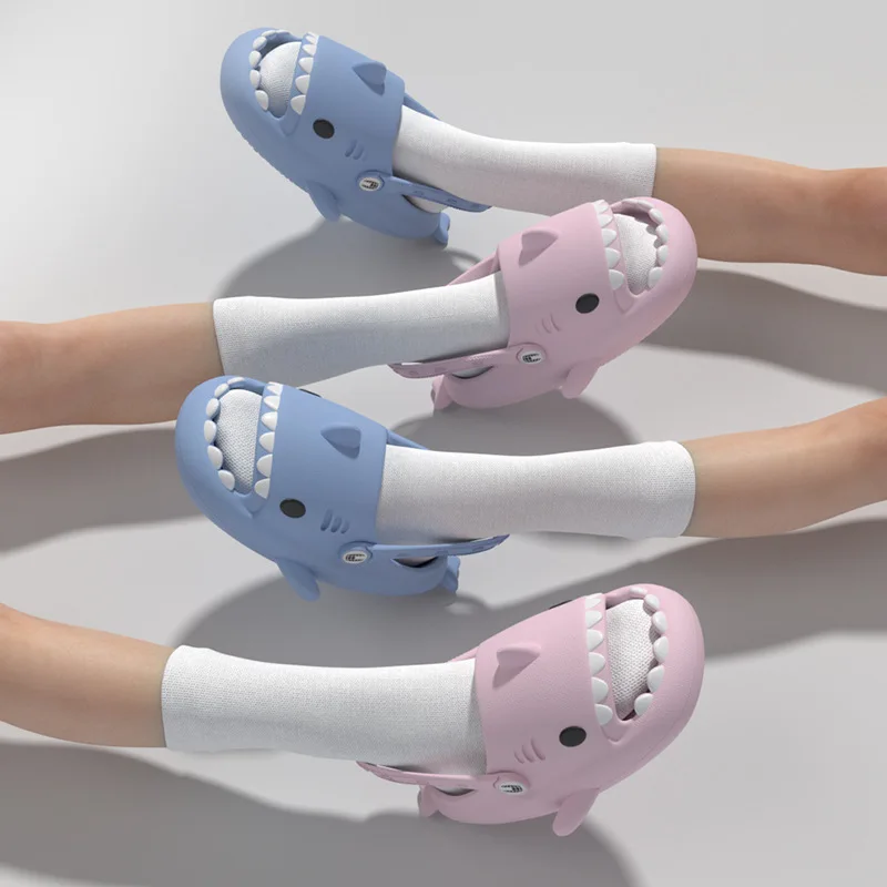 Shevalues Cartoon Shark Slippers For Women Fashion Shark Sandals Men Platform Women's Flip Flops 2023 Summer Couple Beach Slides