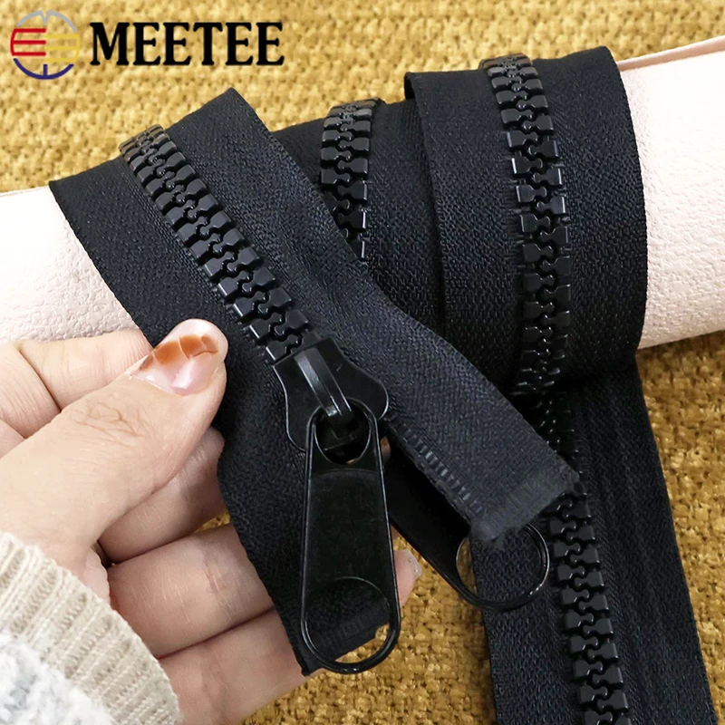 

1/2/3P Meetee 10# Long Resin Zippers 100-500cm Open-End Double Slider Zips Clothes Tent Zipper Repair Kit DIY Sewing Accessories