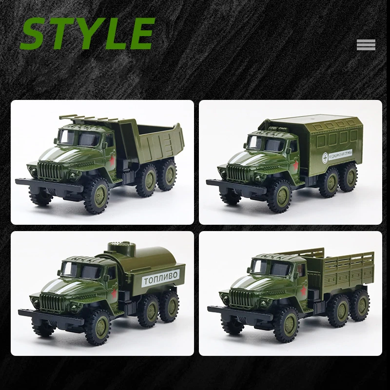 1:50 4Pcs/Lot Simulation Alloy Diecast Material Military Vehicle Model Toy Car Sound Light Pull Back Collection Toys Kids Gifts