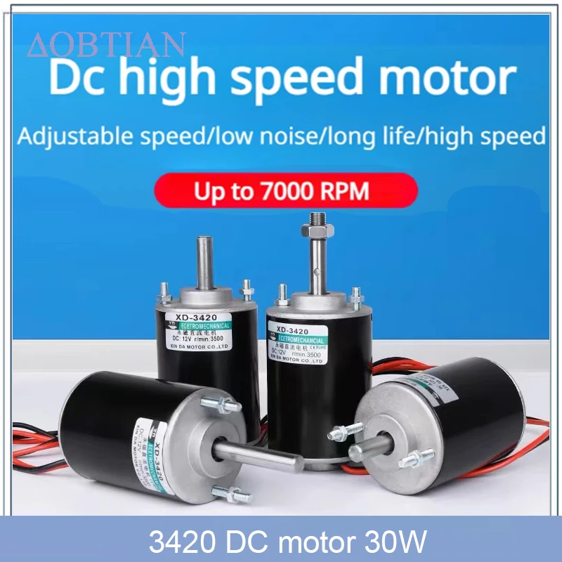 XD-3420 Permanent Magnet DC Motor 12V/24V 3500/7000rpm Universal Adjustable Reversing Motor DC Speed Motor High Torque