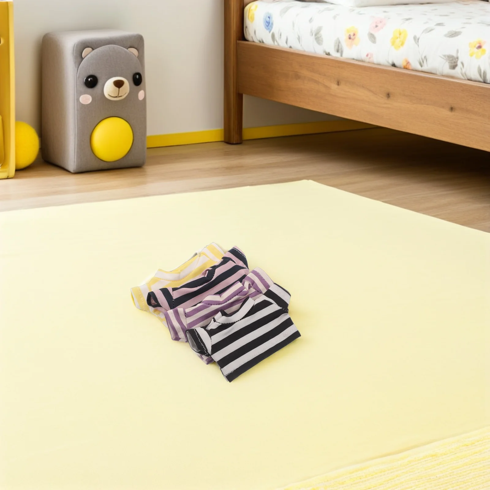 8 szt. Zestaw ubranek dla zwierząt 10,5x5,5 cm Bawełniane koszulki w paski dla pluszowych misiów Akcesoria do samodzielnego tworzenia strojów Ubrania na urodziny i Boże Narodzenie