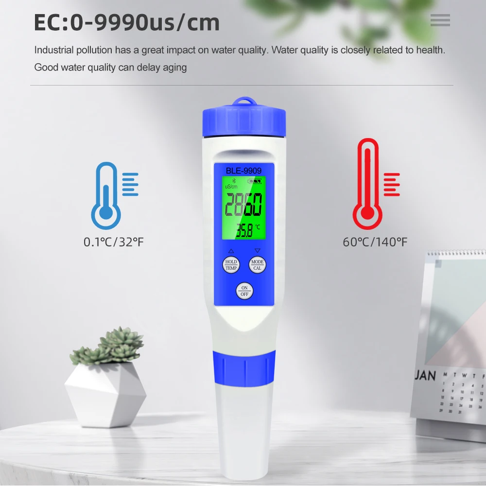 Blue Tooth 5/2 in 1 PH/EC/TDS/Salinity/TEMP Meter Smart Online Monitor APP Control for Aquariums Pool Water Quality Meter Tool