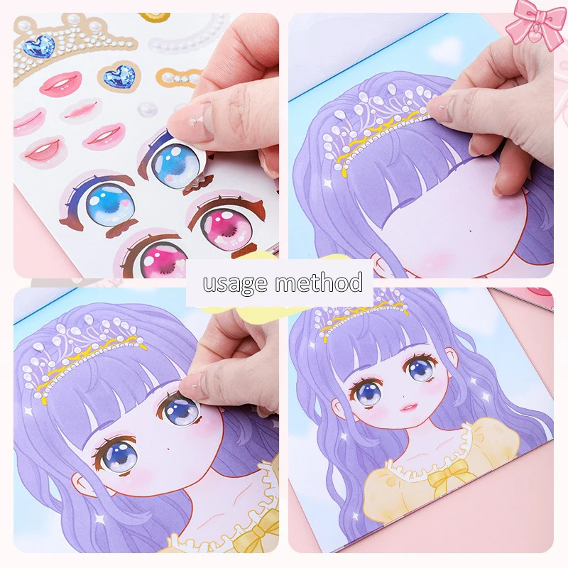 Sticker Book Cute Style Makeup Changing Children's Puzzle Girls' Makeup Changing Sticker Makeup Show Sticker Book