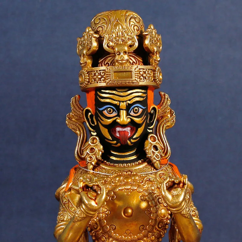 10inch Tibetan Tantric pure copper fully gilded Zaki Ram Buddha for indoor home worship, female deity bronze statue ornam