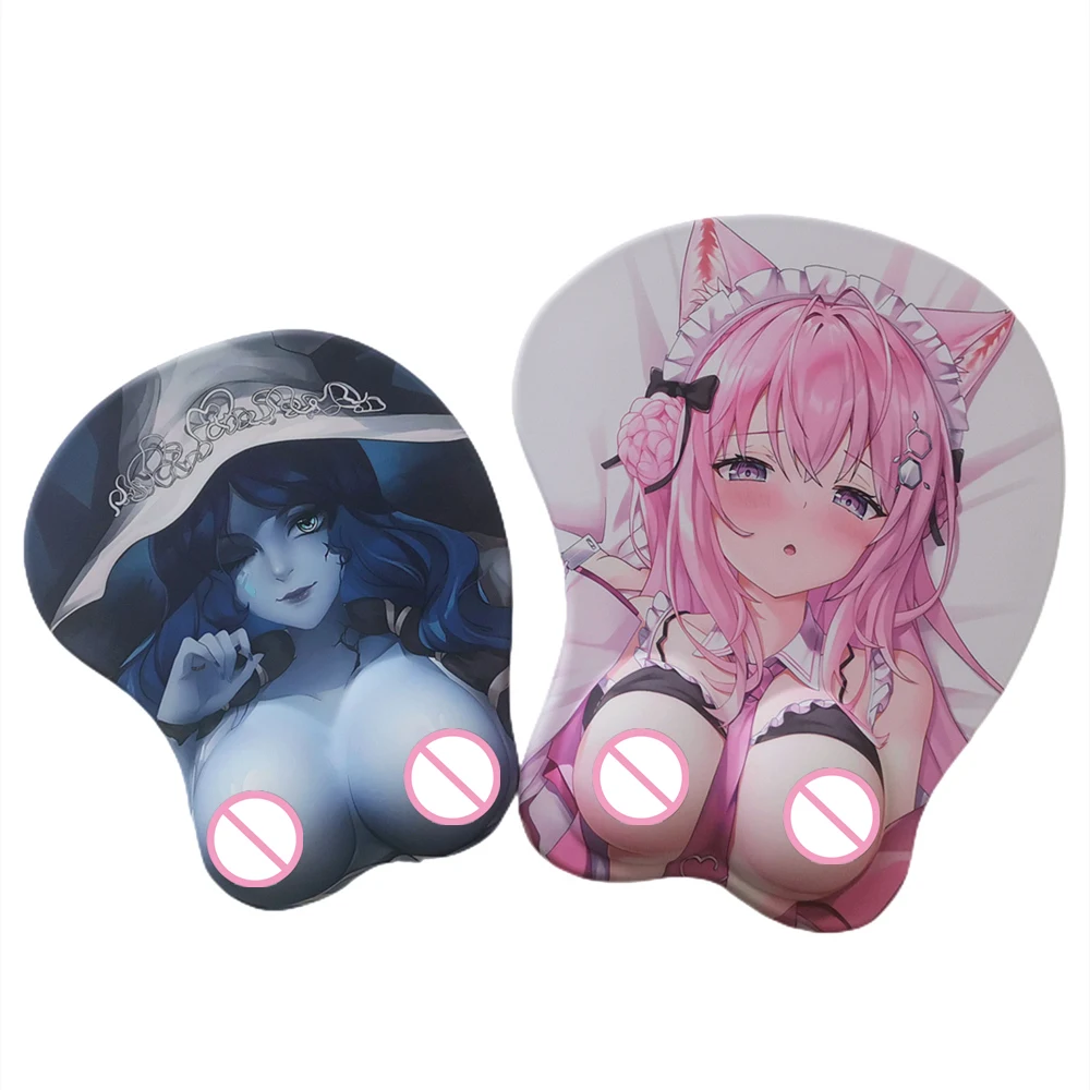 Mouse Pad Peitos Pequenos com Descanso de Pulso, Oppai Gamer Hentai, Anime Sexy Mousepad, Tapete de Mesa Kawaii Loli, Personalizado, Mamilo 3D