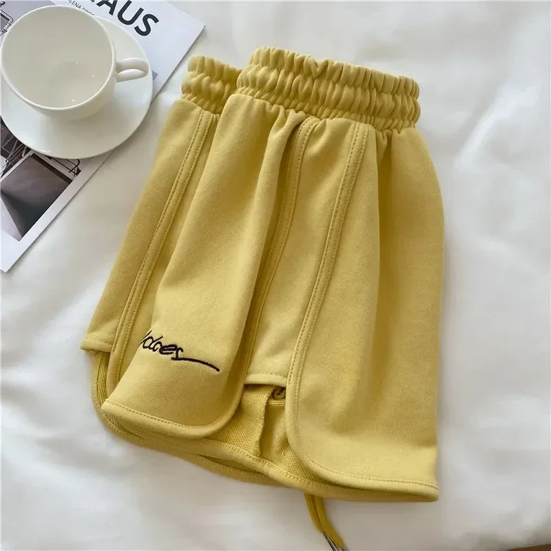 Fashion Sport Shorts Summer High Waist Elastic Loose Wide Leg Shorts for Women Sweatshorts Shorts for Women Fashionable Simple