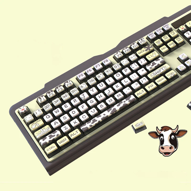 Teclas retroiluminadas para teclados mecánicos, 116 teclas, Pudding Cow Themd transparente, ASA Profile Dye Sub PBT RGB