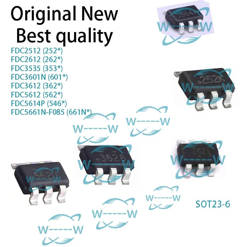 

10-50PCS FDC2512 252 FDC2612 262 FDC3535 353 FDC3601N 601 FDC3612 362 FDC5612 562 FDC5614P 546 FDC5661N-F085 661N MOSFET IC CHIP