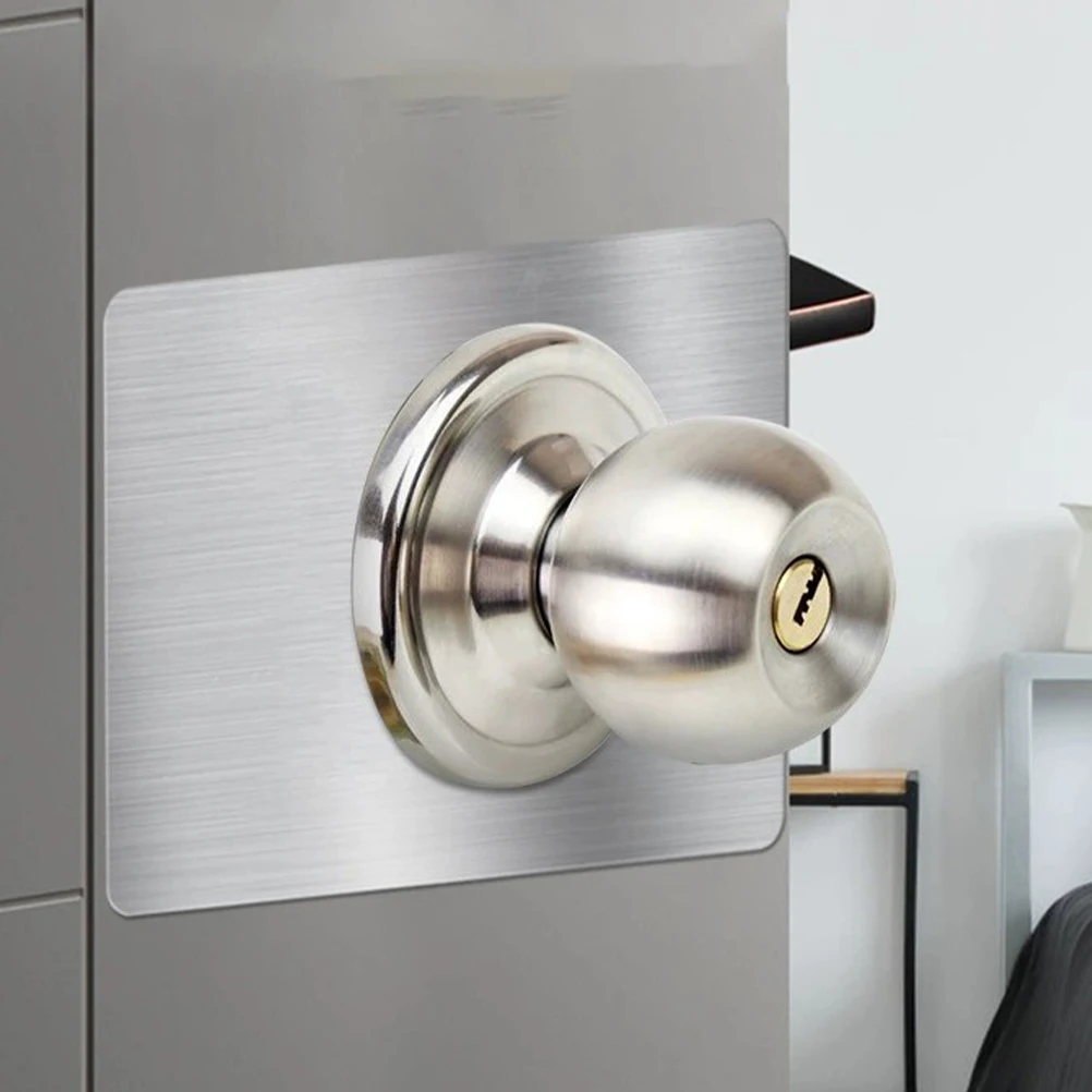

4pcs Stainless Steel Door Reinforcement Plate Door Knob Repair Cover Scratch Damage Durable Use Easy Install Deadbolt
