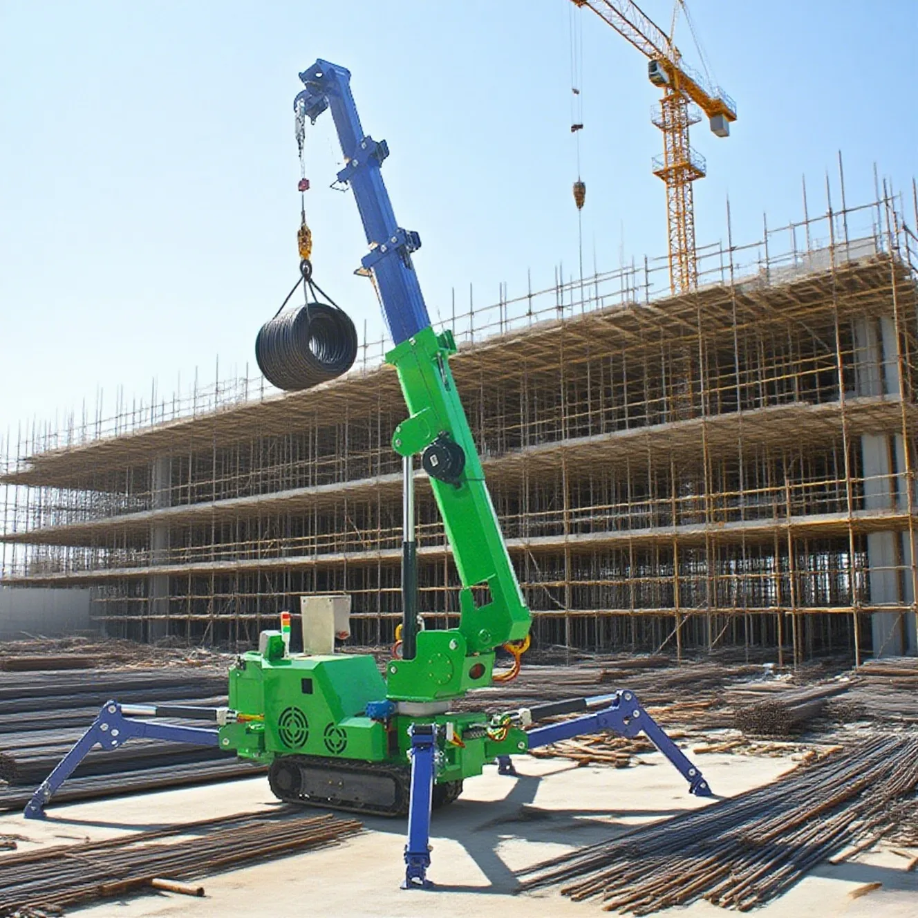 

3 Ton Mini Spider Crane CE Approved with Man Basket and Safety Harness 1-Year Warranty for Building Maintenance and Renovation