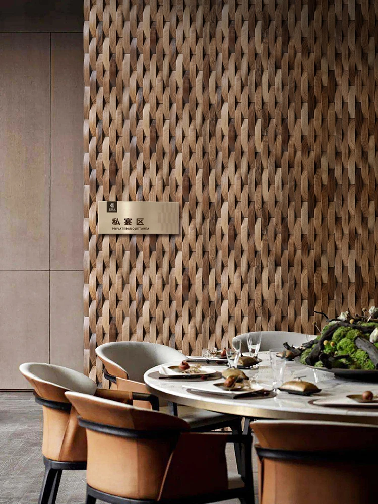 Mosaic Decorative Wall Panel Weaving Style black walnut solid wood light luxury simple Nordic style new Chinese style background