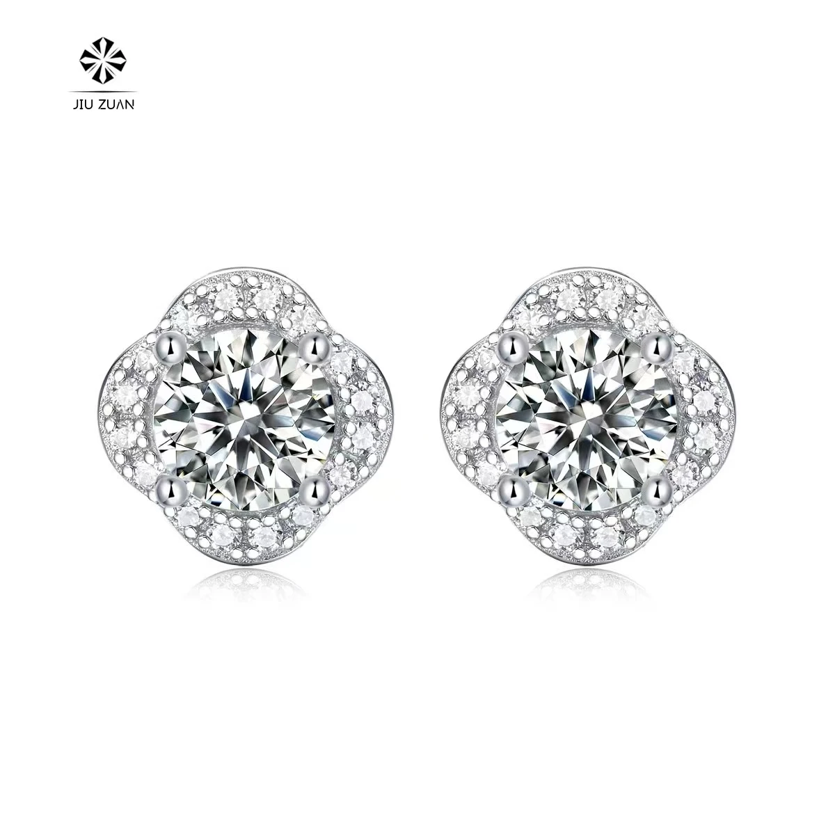 

JIUZUAN 0.5 Carat 5mm D Color Moissanite Stud Earrings For Women Top Quality 100% 925 Sterling Silver Sparkling Wedding Jewelry