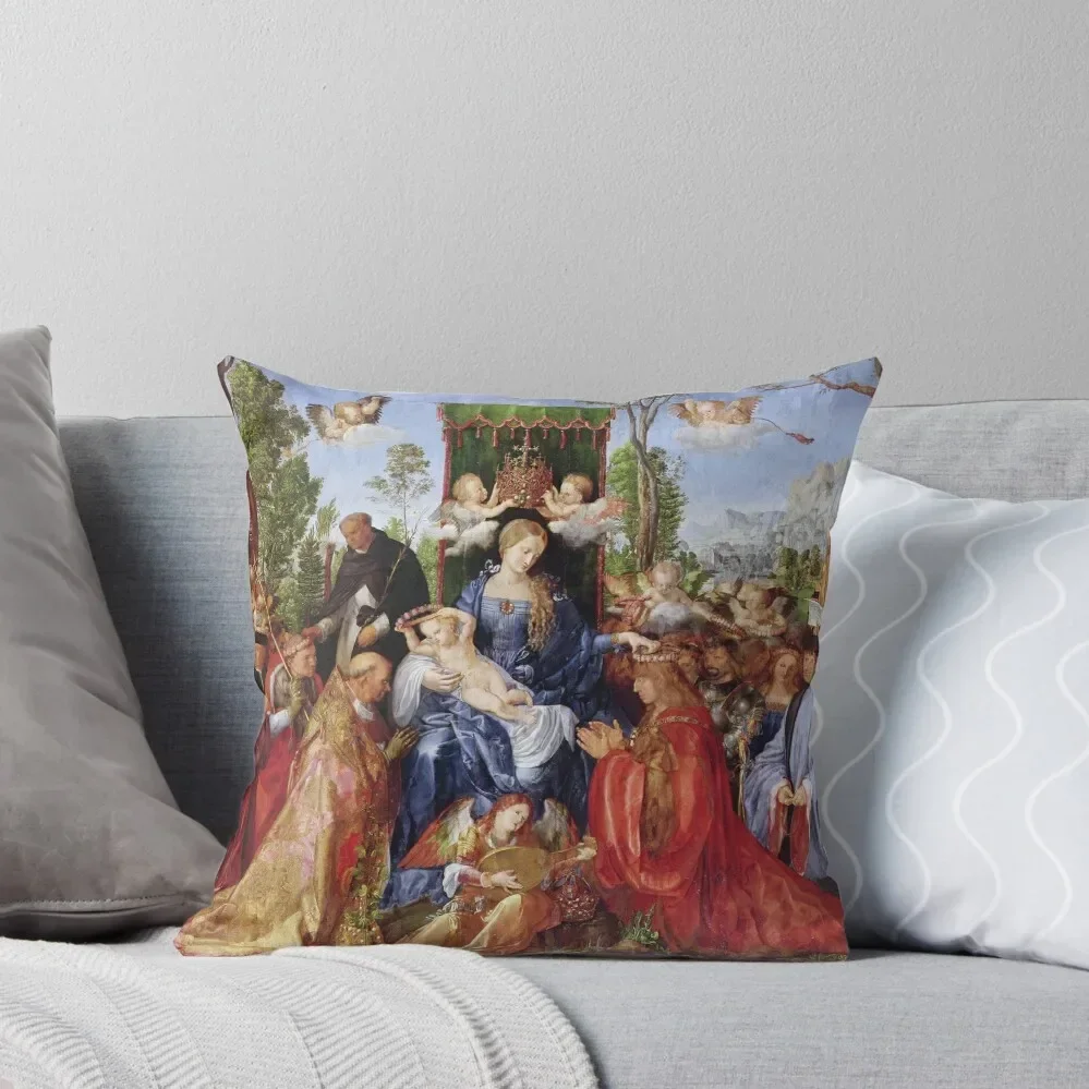 Albrecht Durer - The Festival Of The Rosary Throw Pillow Bed pillowcases luxury home accessories Pillow