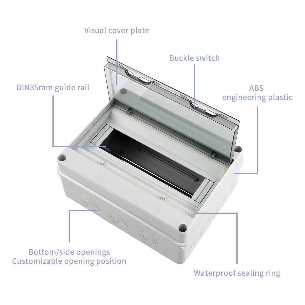 HT سلسلة صندوق توزيع مقاوم للماء 5/8/12/15/18/24 طريقة ABS البلاستيك الضميمة الكهربائية IP65 صندوق وصلات خارجي صندوق التبديل