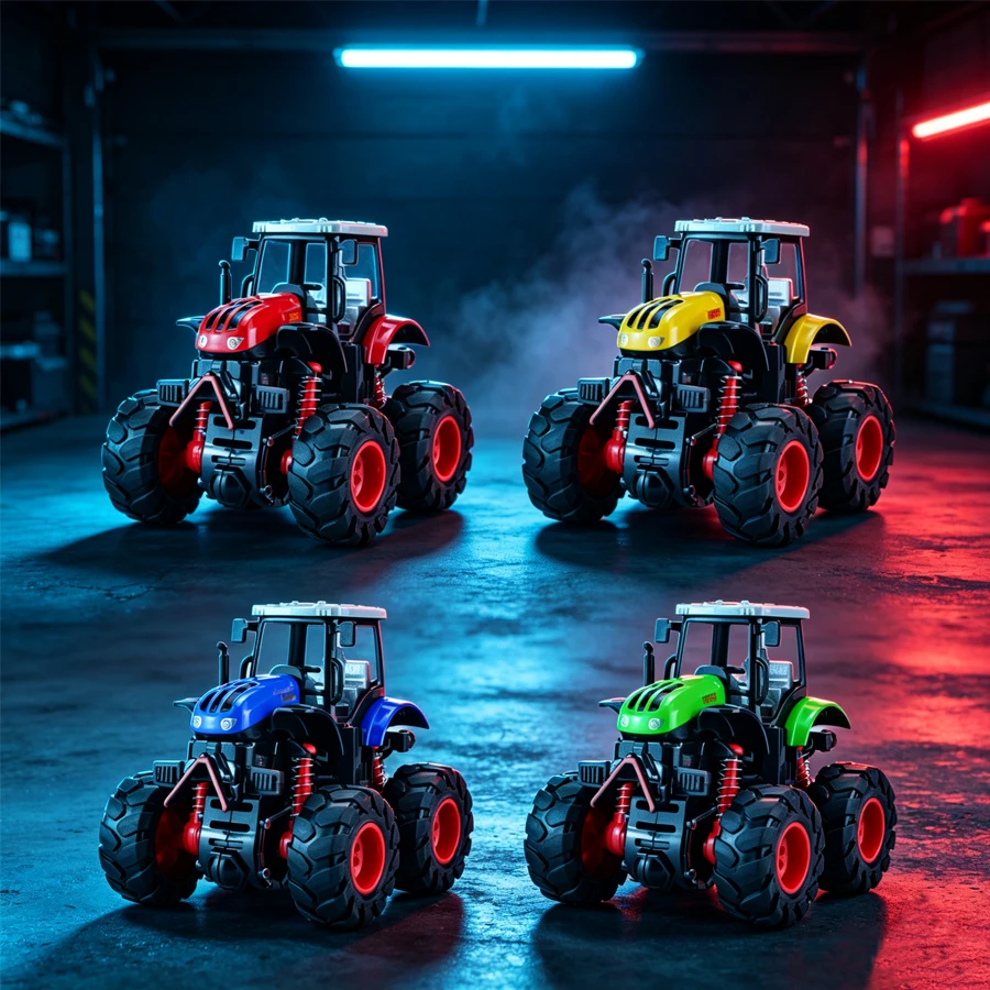 Kids Tractor Toy, Red‑Black Big Tire Suspension Model, Educational Play Vehicle Gift for Kids