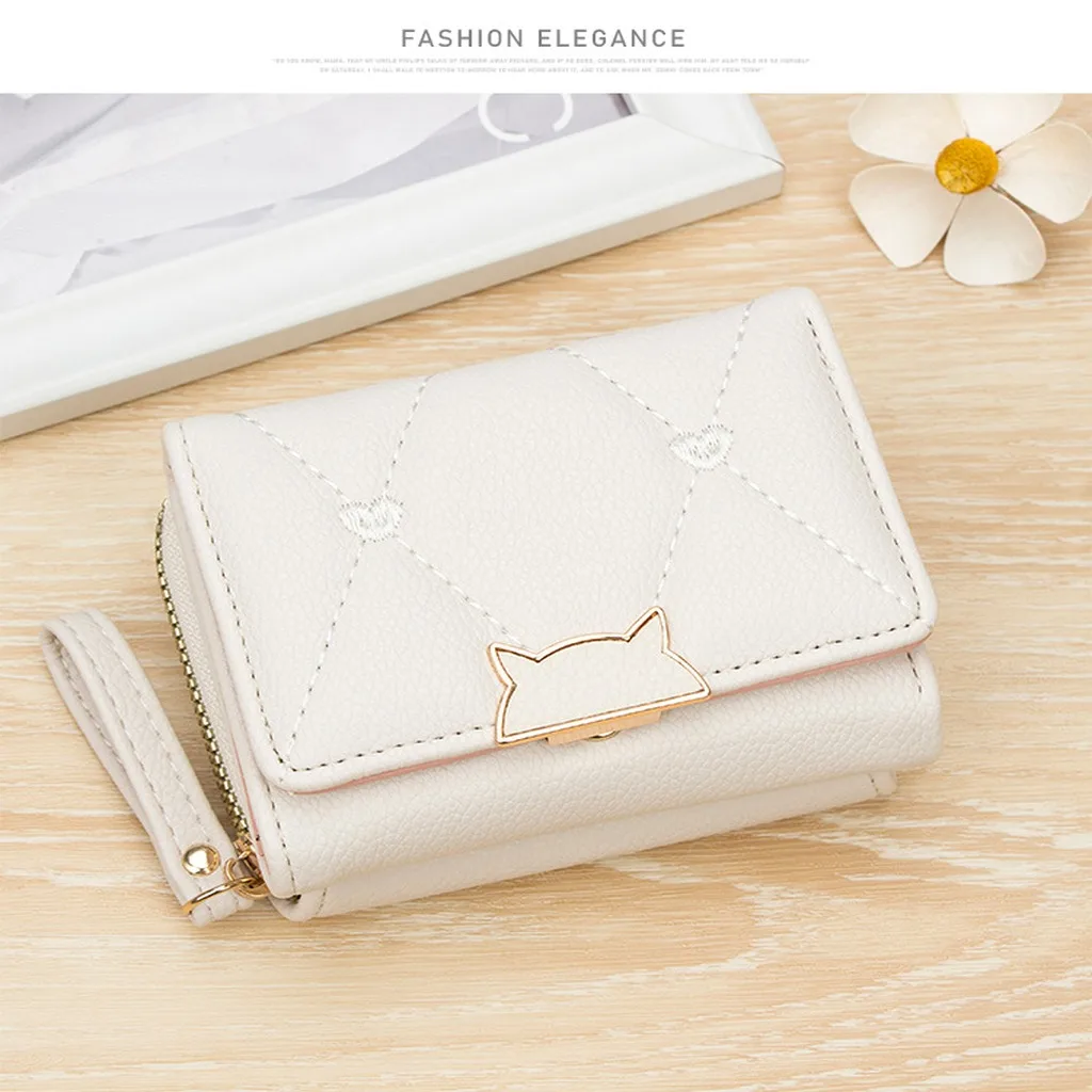 Short Women'S Wallet Stylish Quilted Small Purse Tri-Fold Women'S Wallet Chic Pu Leather Wallet For Outings Travel Compact Purse