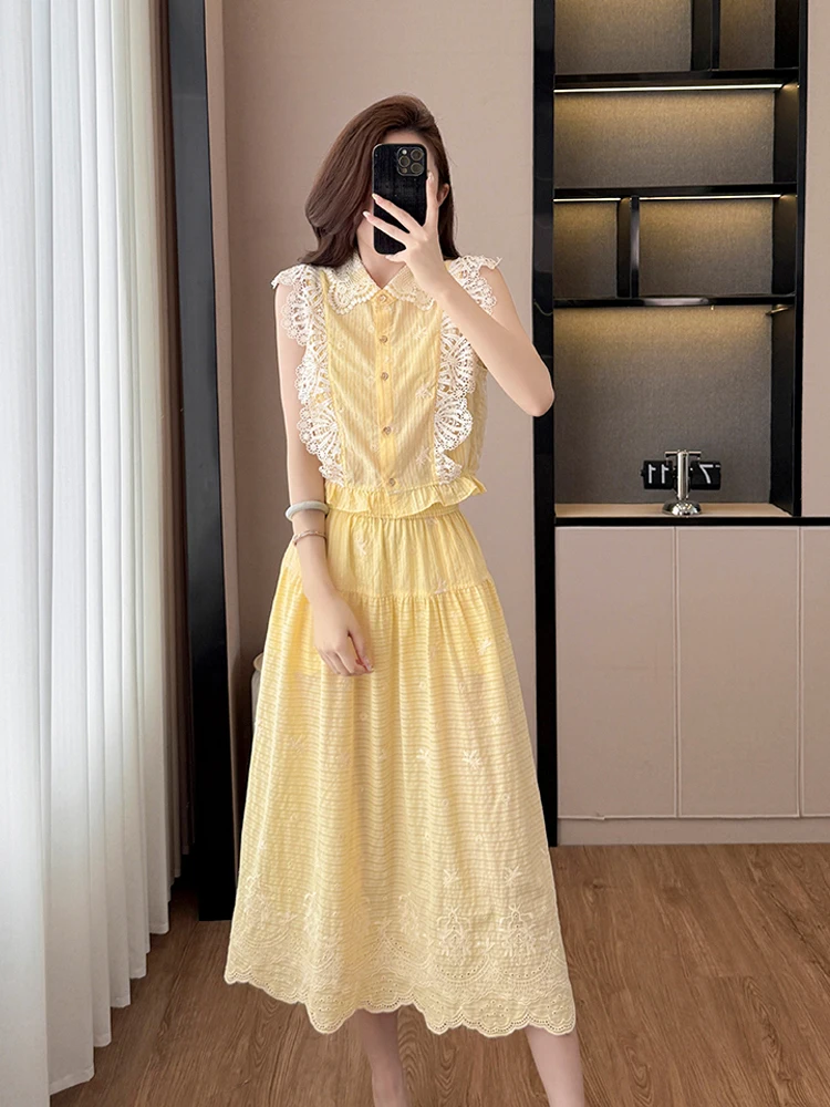 Vintage 2 Parça set kadın Dant - Embroidery Yellow incelemesi ve fiyatı