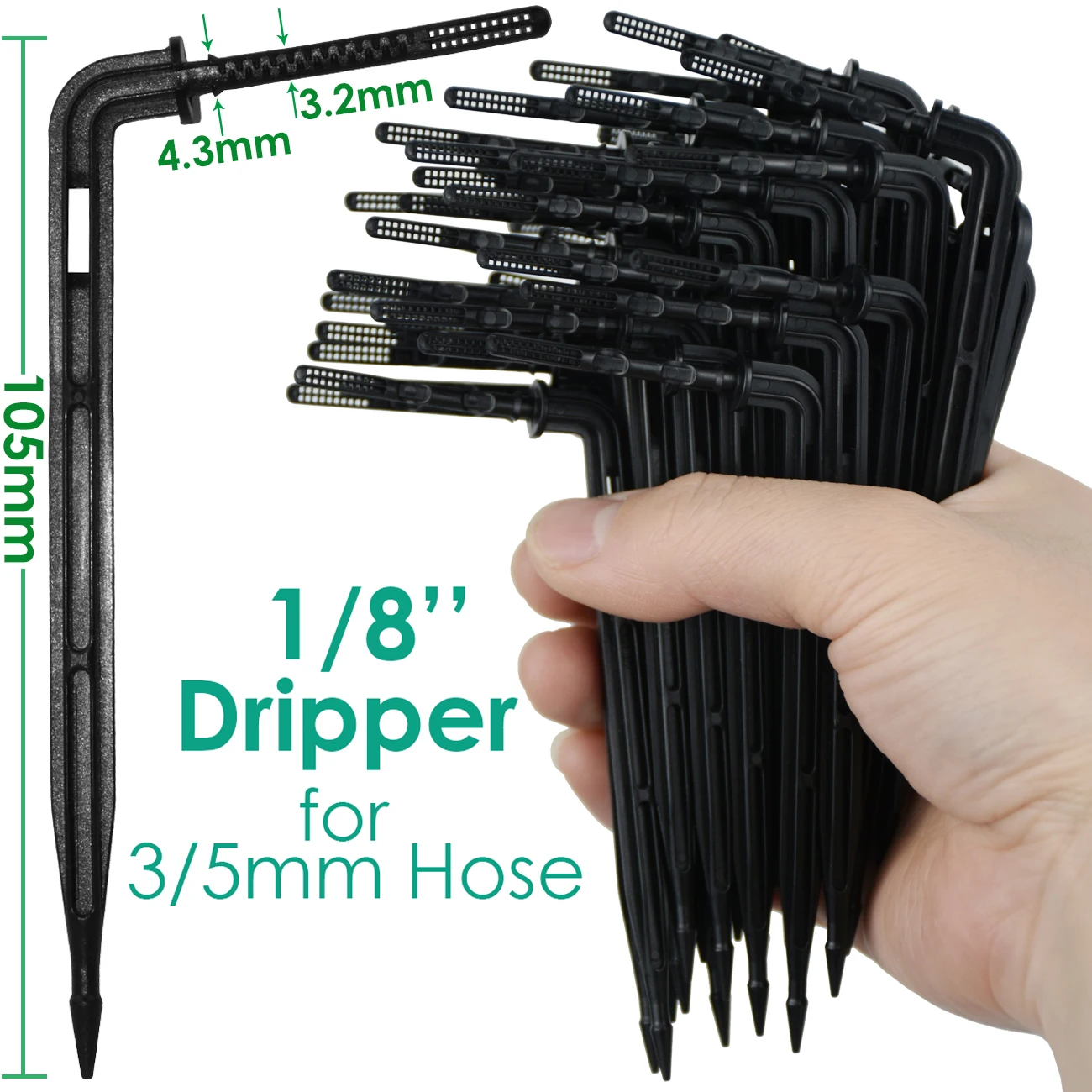 SPRYCLE 50X Bend Arrow Dripper 1/8'' Micro Drip Irrigation Kit Emitter for 3/5mm Hose Garden Watering Saving Dropper Greenhouse