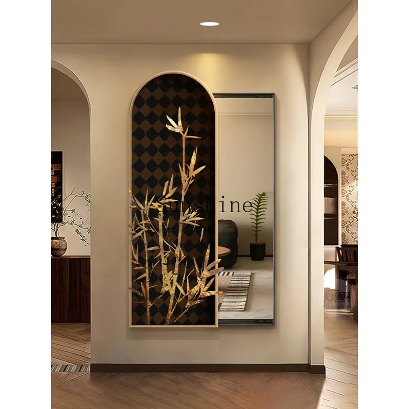 Full-body mirror decorative painting fitting mirror Nanyang medieval entrance invisible full-length mirror