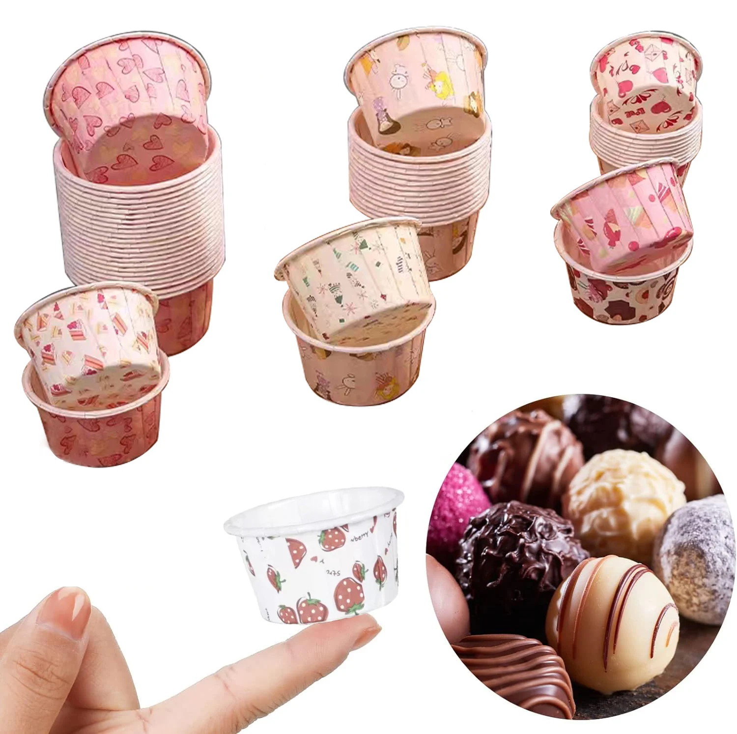 100pcs Mini Cupcake Liner Baking Cups Paper, Christmas Cupcake Wrappers, Baking Cupcake Liner Supplies, Baking Cups for Kitchen