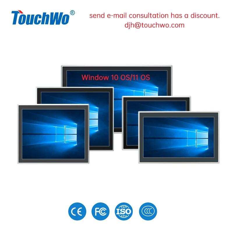 15-23.8 Inch Industrial Touch Screen Panel Pc Aluminum Case Embedded Front Ip65 All In One Industrial Panel Pc