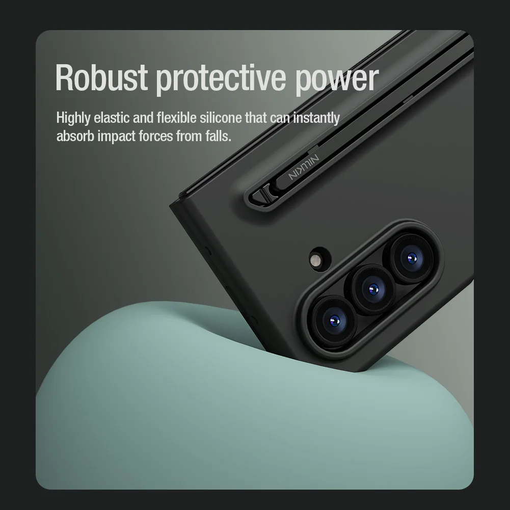 Nillkin لهاتف سامسونج جالاكسي Z Fold 7 6 5 W24 Flex Pure Fold Case S إصدار القلم غطاء حماية من السيليكون السائل جراب هاتف