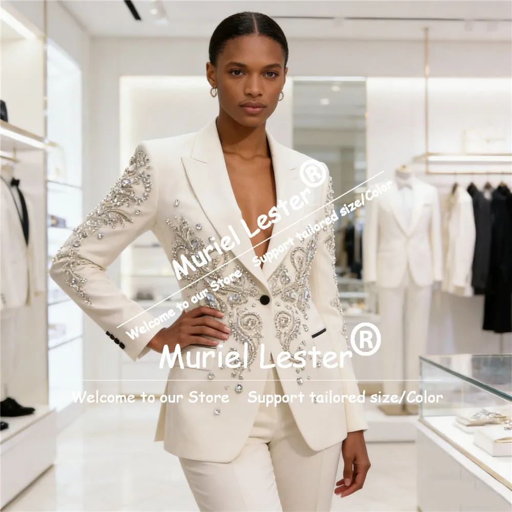 

Эксклюзивные женские костюмы с бисером и кристаллами для свадьбы, однобортные блейзеры для выпускного вечера, индивидуальные наряды для матери невесты, женские платья