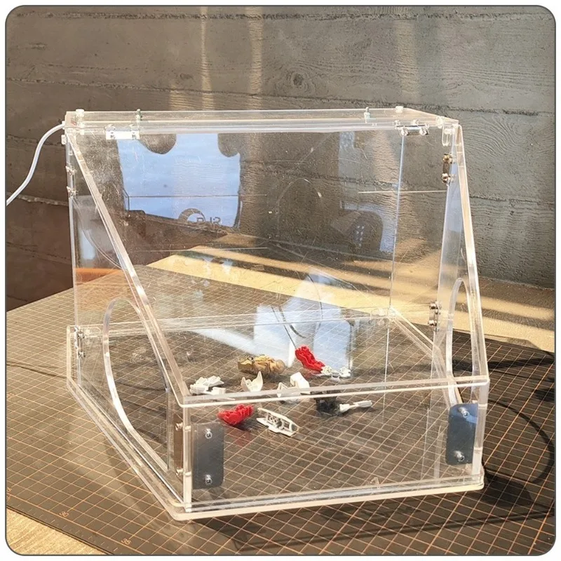 Acrylic Sealed Dustproof Grinding Box With LED Light For Model Assembly, Figure Coloring, Decal Pasting And Mini Carving