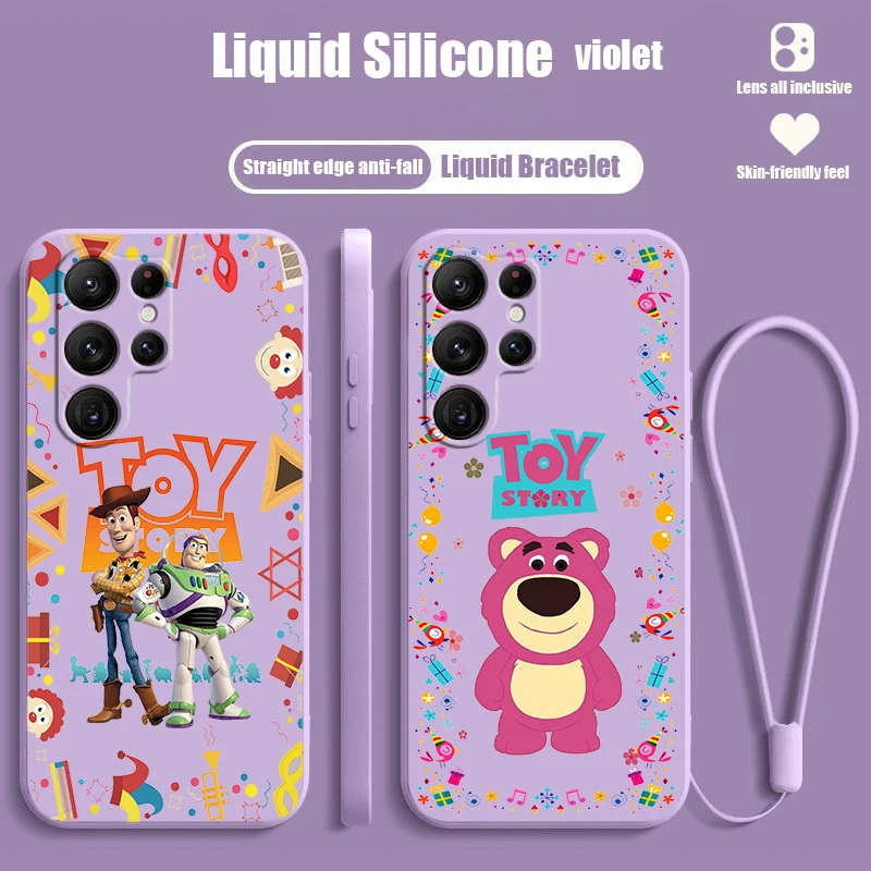 Lotso Toy Story Woody Liquid Rope For Samsung Galaxy S24 S23 S22 S21 S20 FE S10 Ultra Plus Lite 5G Cover Back Phone Case