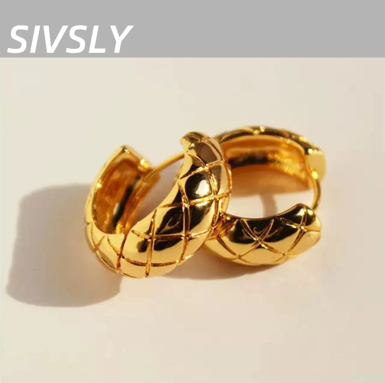 

Luxury design sense ear clip circular all-round high-end sense earring simple and fashionable earrings
