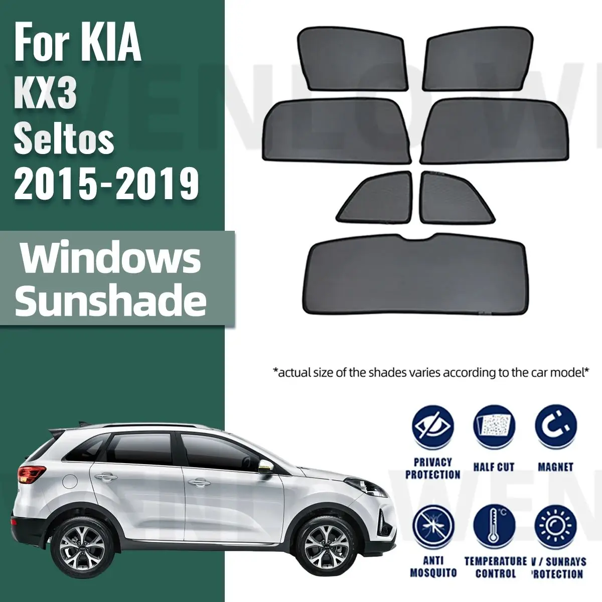 For KIA KX3 Seltos 2015 2016 2017 2018 2019 Magnetic Car Sunshade Front Windshield Frame Curtain Rear Side Window Sun Shades