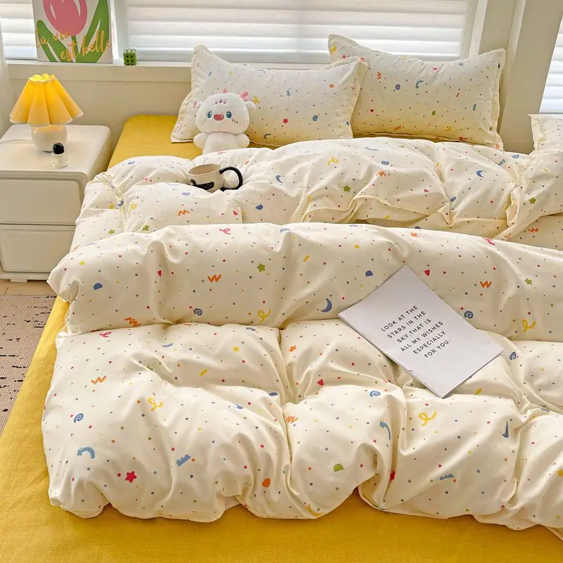 Summer Bedding Set 2024 Ins Twin Queen Duvet Cover Flat Sheet Pillowcase No Filler Girl Boys Hotel Home Bed Linens