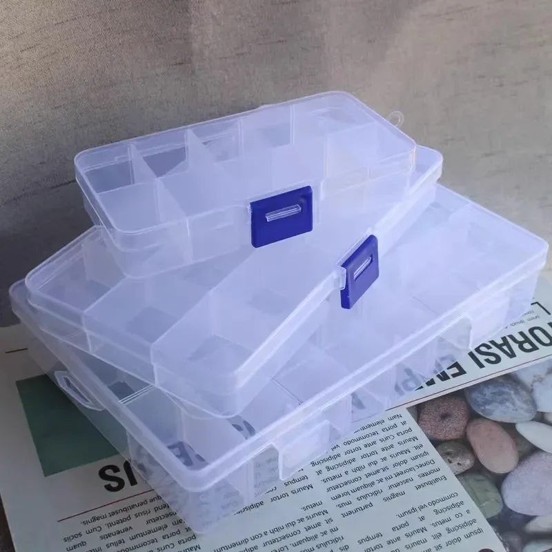 Clear Jewlery Box Large Capacity Square Transparent Plastic Storage Box Case Slot Pills Jewelry Beads Earring Case Organizer
