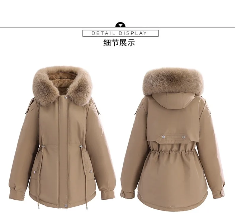Winter Jacket 2026 New Women Parka Clothes Mid Length Coat Wool Liner Hooded Jacket Fur Collar Thick Warm Snow Wear Padded Parka