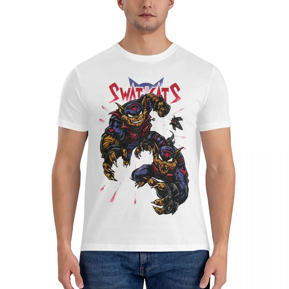 Ready To Fight Men T Shirt S-Swat Kats Casual Tee Shirt Short Sleeve O Neck T-Shirts 100% Bawełna Summer Tops