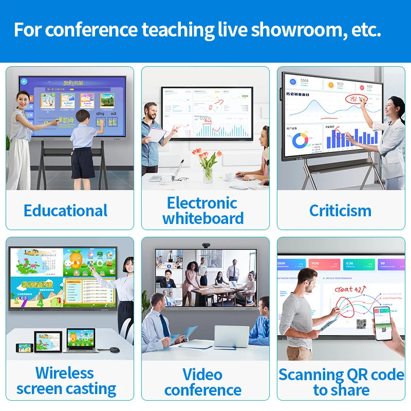 teaching all-in-one 75 inch multimedia whiteboard computer interactive touch tablet conference classroom showting room