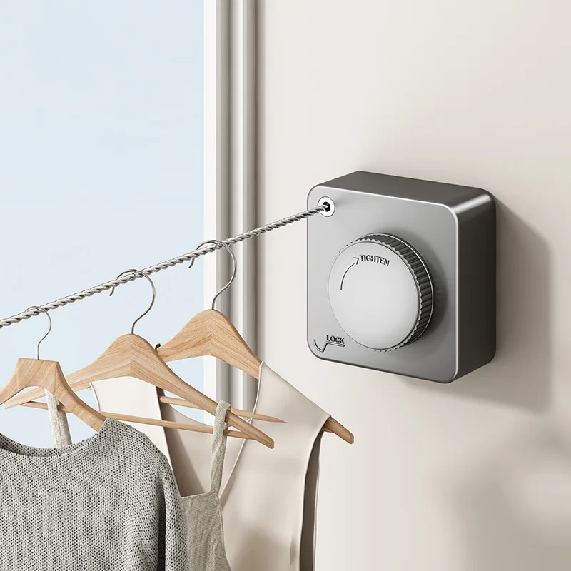 

1pc Compact Retractable Square Clothesline 15.6ft Durable Wire Rope, Easy Installation, Space Saving Design, Perfect for , Bathr
