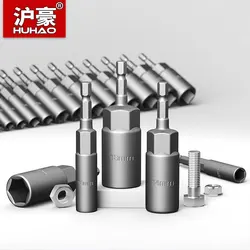 HUHAO Long Handle Impact Socket Nut Screwdriver 5.5mm-19mm Hex Socket Adapter for Power Drills Drivers Socket Handle Tools