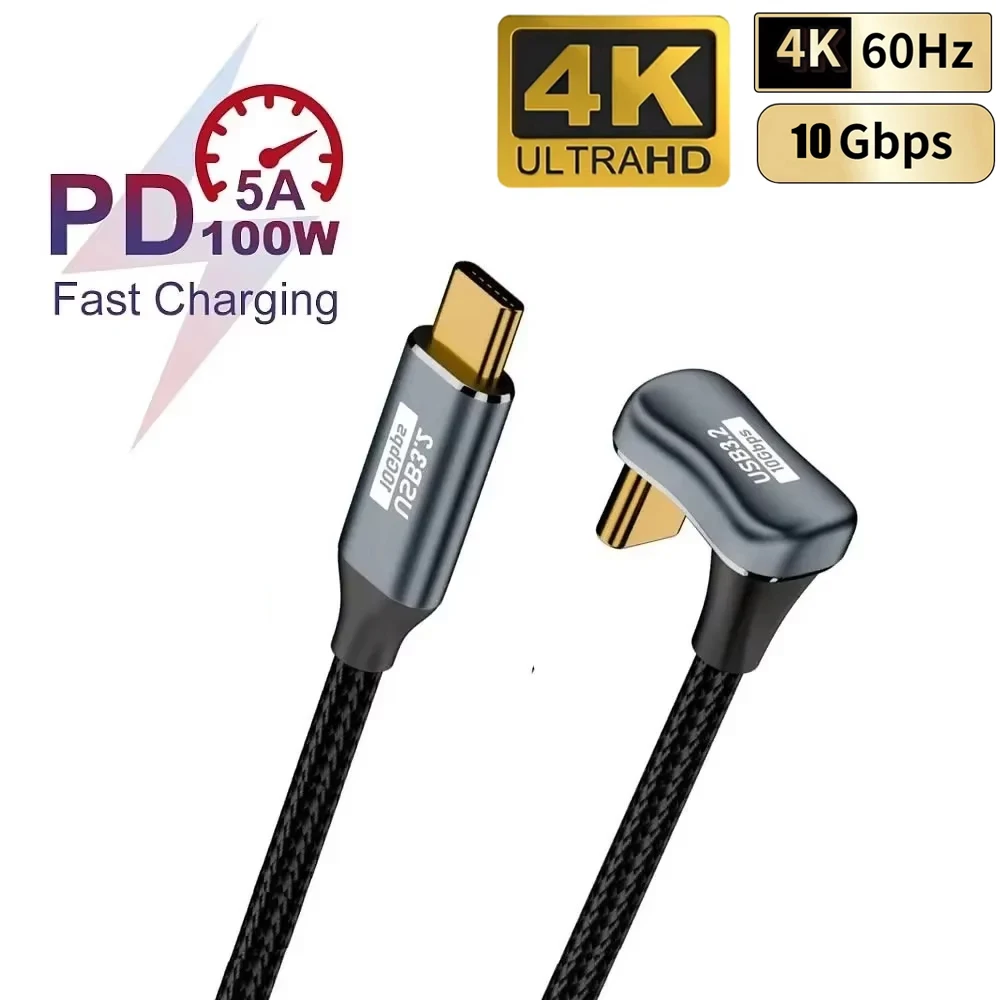 USB3.2 PD100W USB-C to USB-C U-Shape 10Gbps ThunderBolt 3 Cable 5A Type-C Cord For iPhone 15 Pro Max MacBook Pro Samsung Huawei