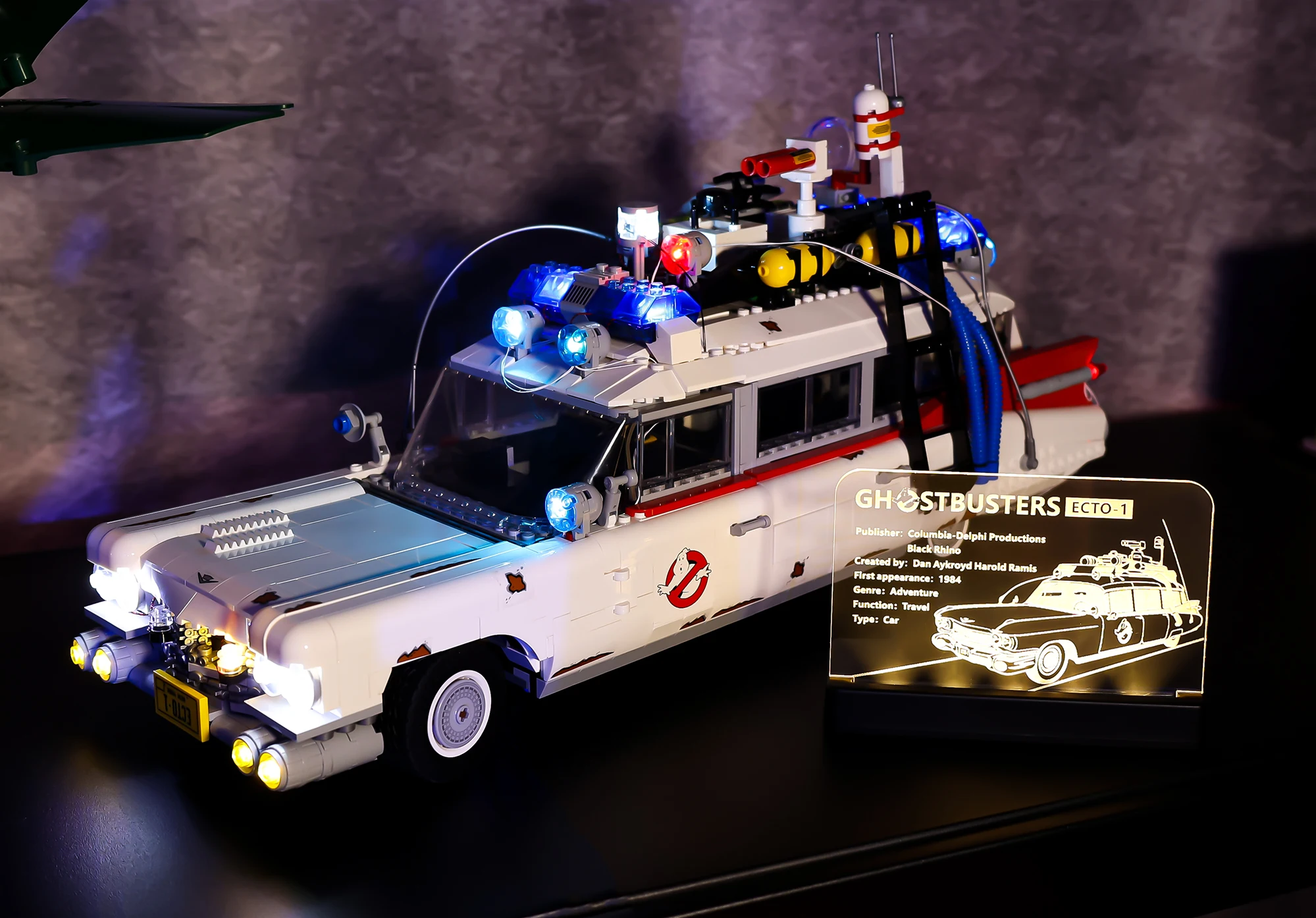 LED Light  Acrylic Display Plate Nameplate For 10274  ECTO-1 Creator Ghost Busters not Inlclude the Block Model