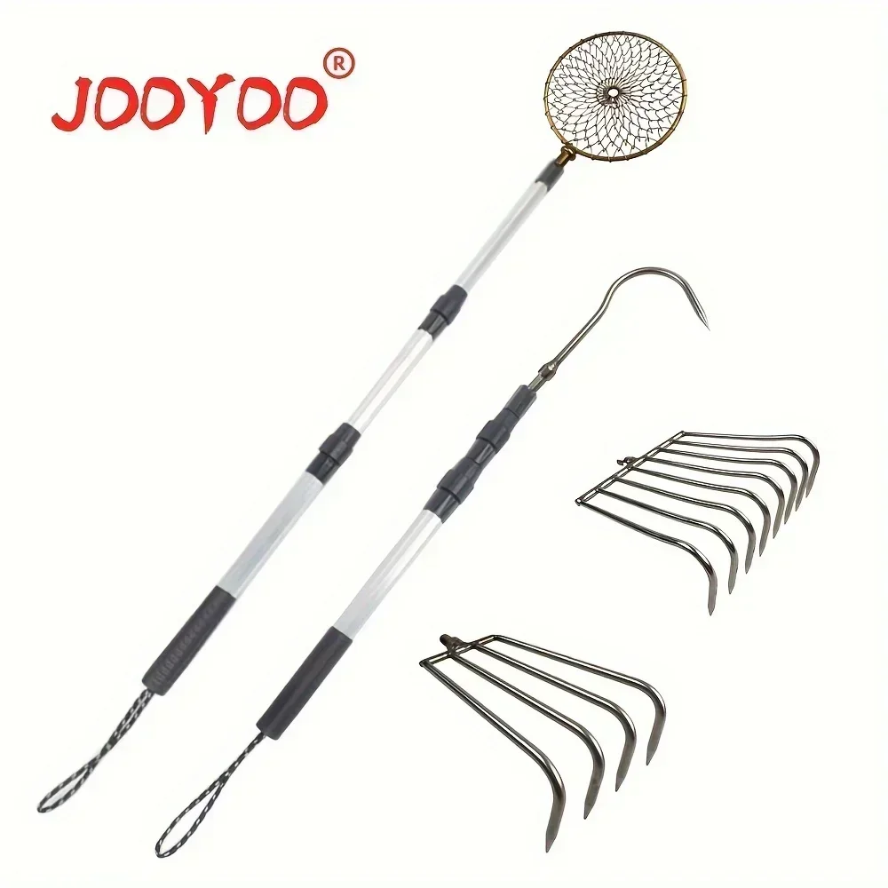 

1pc JOOYOO Telescopic Aluminum Fishing Rod with Retractable Harrow Spade Hook, Ice Scoop, Stainless Steel Beach Shell Rake
