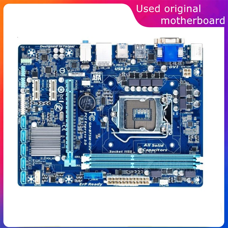 

Used LGA 1155 For Intel B75 GA-B75M-D2V B75M-D2V Computer USB3.0 SATA3 Motherboard DDR3 32G Desktop Mainboard