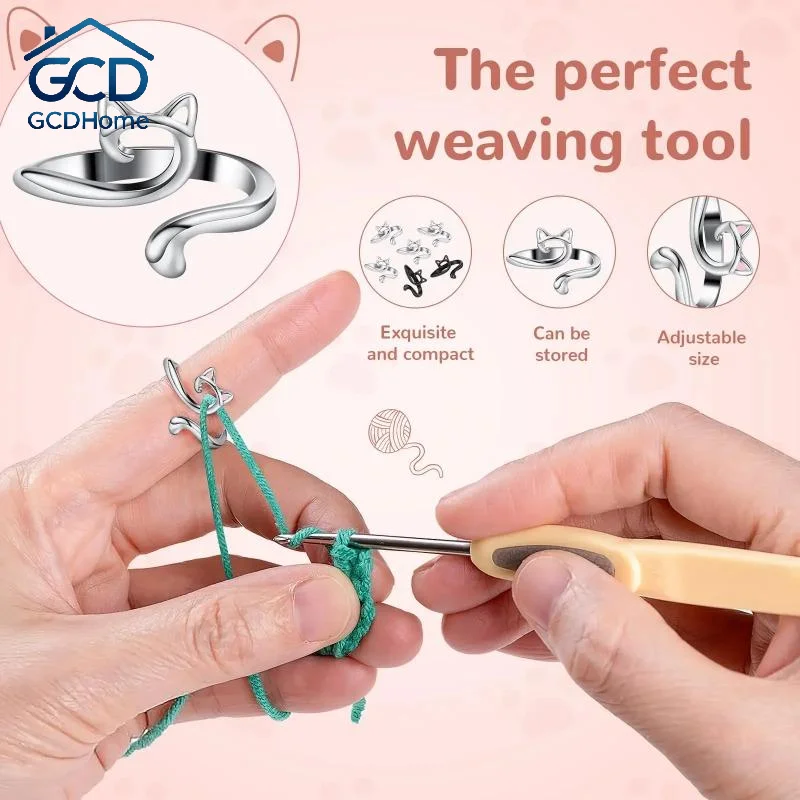 Adjustable Knitting Crochet Loop Ring Kit 6/7/10Pcs Yarn Guide Finger Holder for DIY Handcraft Knitting Gift for Friends